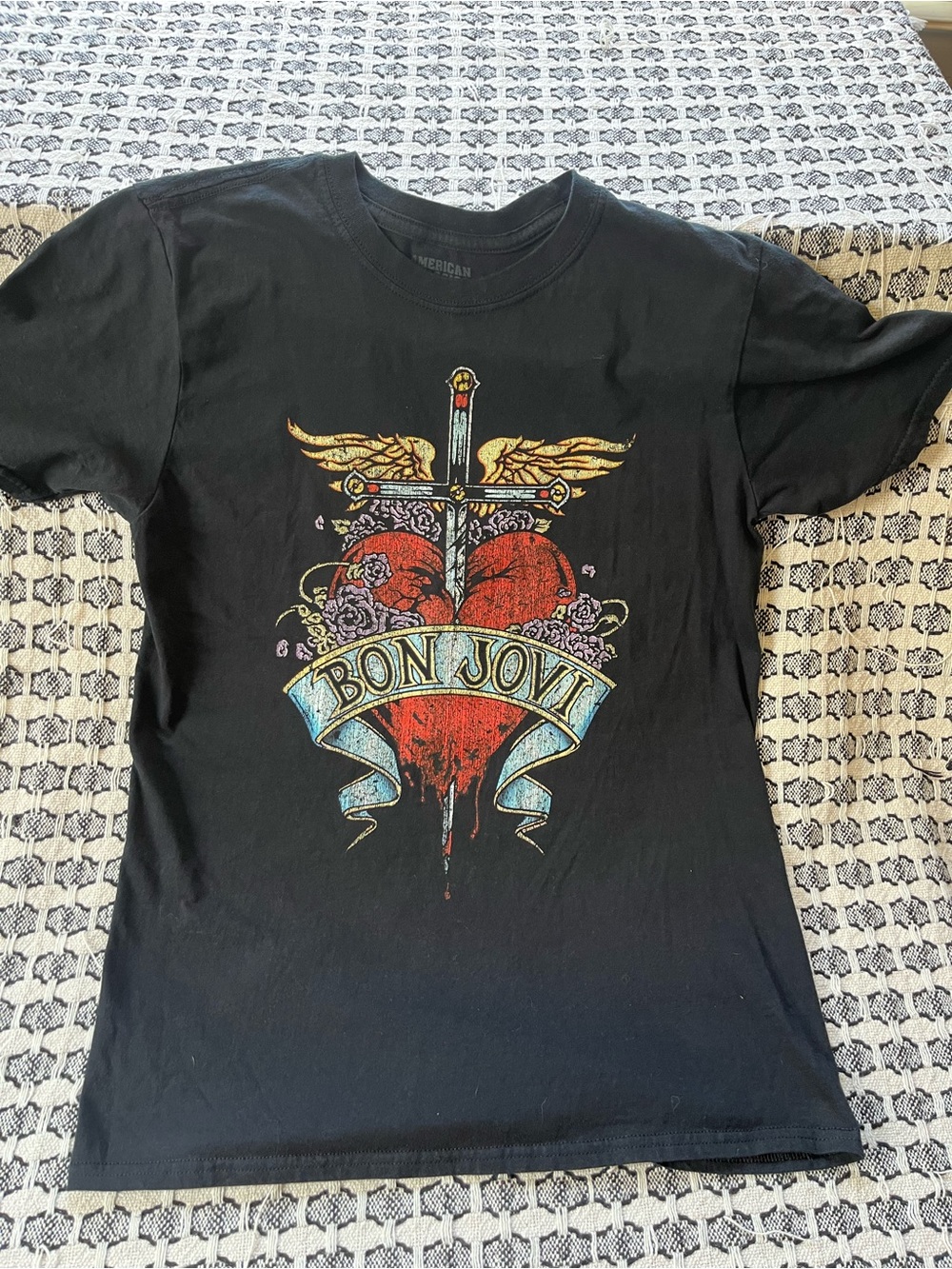Bon Jovi Heart & Dagger Black Graphic Band T-Shirt